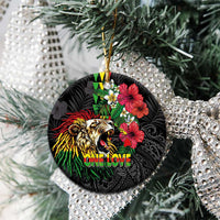 Hawaiian One Love Ceramic Ornament Reggae Lion Tropical Plants and Kakau with Tribal Pattern LT03 - Polynesian Pride