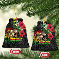 Hawaiian One Love Ceramic Ornament Reggae Lion Tropical Plants and Kakau with Tribal Pattern LT03 Bell Flake Black - Polynesian Pride