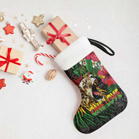 Hawaiian One Love Christmas Stocking Reggae Lion Tropical Plants and Kakau with Tribal Pattern LT03 - Polynesian Pride