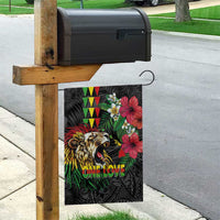 Hawaiian One Love Garden Flag Reggae Lion Tropical Plants and Kakau with Tribal Pattern LT03 - Polynesian Pride