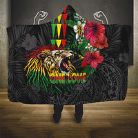 Hawaiian One Love Hooded Blanket Reggae Lion Tropical Plants and Kakau with Tribal Pattern LT03 - Polynesian Pride
