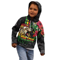 Hawaiian One Love Kid Hoodie Reggae Lion Tropical Plants and Kakau with Tribal Pattern LT03 - Polynesian Pride