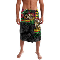 Hawaiian One Love Lavalava Reggae Lion Tropical Plants and Kakau with Tribal Pattern LT03 Black - Polynesian Pride