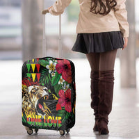 Hawaiian One Love Luggage Cover Reggae Lion Tropical Plants and Kakau with Tribal Pattern LT03 - Polynesian Pride