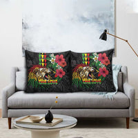 Hawaiian One Love Pillow Cover Reggae Lion Tropical Plants and Kakau with Tribal Pattern LT03 - Polynesian Pride