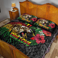 Hawaiian One Love Quilt Bed Set Reggae Lion Tropical Plants and Kakau with Tribal Pattern LT03 - Polynesian Pride