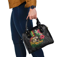 Hawaiian One Love Shoulder Handbag Reggae Lion Tropical Plants and Kakau with Tribal Pattern LT03 - Polynesian Pride