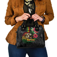Hawaiian One Love Shoulder Handbag Reggae Lion Tropical Plants and Kakau with Tribal Pattern LT03 - Polynesian Pride