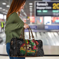 Hawaiian One Love Travel Bag Reggae Lion Tropical Plants and Kakau with Tribal Pattern