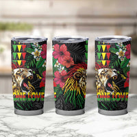 Hawaiian One Love Tumbler Cup Reggae Lion Tropical Plants and Kakau with Tribal Pattern LT03 - Polynesian Pride