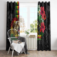 Hawaiian One Love Window Curtain Reggae Lion Tropical Plants and Kakau with Tribal Pattern LT03 - Polynesian Pride