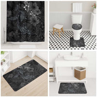 Hawaiian Tropical Plants and Tribal Whales Bathroom Set Polynesian Art Tattoo Grayscale LT03 - Polynesian Pride