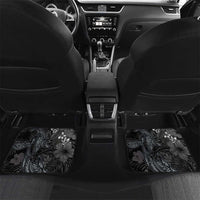Hawaiian Tropical Plants and Tribal Whales Car Mats Polynesian Art Tattoo Grayscale LT03 Set 2pcs - Back Black - Polynesian Pride