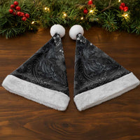 Hawaiian Tropical Plants and Tribal Whales Christmas Santa Hat Polynesian Art Tattoo Grayscale LT03 - Polynesian Pride