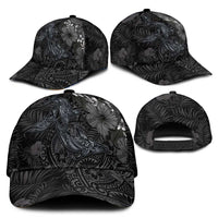 Hawaiian Tropical Plants and Tribal Whales Classic Cap Polynesian Art Tattoo Grayscale LT03 - Polynesian Pride