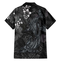 Hawaiian Tropical Plants and Tribal Whales Hawaiian Shirt Polynesian Art Tattoo Grayscale LT03 - Polynesian Pride