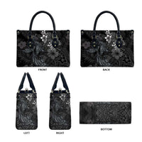 Hawaiian Tropical Plants and Tribal Whales Leather Bag Polynesian Art Tattoo Grayscale LT03 - Polynesian Pride