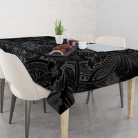 Hawaiian Tropical Plants and Tribal Whales Tablecloth Polynesian Art Tattoo Grayscale LT03 - Polynesian Pride