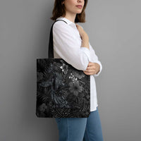 Hawaiian Tropical Plants and Tribal Whales Tote Bag Polynesian Art Tattoo Grayscale LT03 - Polynesian Pride