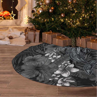 Hawaiian Tropical Plants and Tribal Whales Tree Skirt Polynesian Art Tattoo Grayscale LT03 - Polynesian Pride