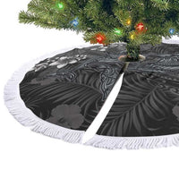 Hawaiian Tropical Plants and Tribal Whales Tree Skirt Polynesian Art Tattoo Grayscale LT03 - Polynesian Pride