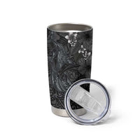 Hawaiian Tropical Plants and Tribal Whales Tumbler Cup Polynesian Art Tattoo Grayscale LT03 - Polynesian Pride