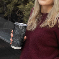 Hawaiian Tropical Plants and Tribal Whales Tumbler Cup Polynesian Art Tattoo Grayscale LT03 - Polynesian Pride