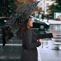 Hawaiian Tropical Plants and Tribal Whales Umbrella Polynesian Art Tattoo Grayscale LT03 - Polynesian Pride