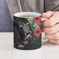 Hawaiian Tropical Plants and Turtles Ceramic Mug Polynesian Art Motifs LT03 - Polynesian Pride