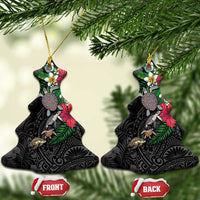 Hawaiian Tropical Plants and Turtles Ceramic Ornament Polynesian Art Motifs LT03 Christmas Tree Black - Polynesian Pride