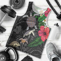 Hawaiian Tropical Plants and Turtles Men Tank Top Polynesian Art Motifs LT03 - Polynesian Pride