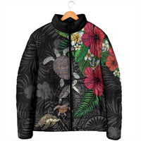 Hawaiian Tropical Plants and Turtles Padded Jacket Polynesian Art Motifs LT03 - Polynesian Pride