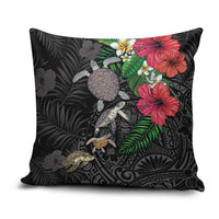 Hawaiian Tropical Plants and Turtles Pillow Cover Polynesian Art Motifs LT03 Black - Polynesian Pride
