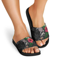 Hawaiian Tropical Plants and Turtles Slide Sandals Polynesian Art Motifs LT03 - Polynesian Pride