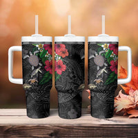 Hawaiian Tropical Plants and Turtles Tumbler With Handle Polynesian Art Motifs LT03 - Polynesian Pride