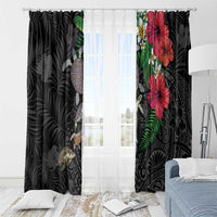 Hawaiian Tropical Plants and Turtles Window Curtain Polynesian Art Motifs LT03 - Polynesian Pride