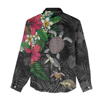 Hawaiian Tropical Plants and Turtles Women Casual Shirt Polynesian Art Motifs LT03 - Polynesian Pride
