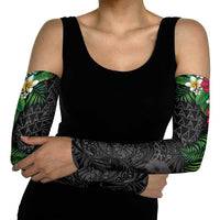 Hawaiian Tropical Plants Arm Sleeves Kakau Tattoo and Polynesian Pattern Half Black Color LT03 - Polynesian Pride