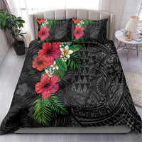 Hawaiian Tropical Plants Bedding Set Kakau Tattoo and Polynesian Pattern Half Black Color LT03 - Polynesian Pride