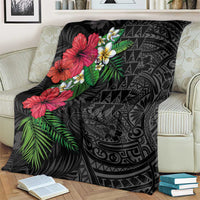 Hawaiian Tropical Plants Blanket Kakau Tattoo and Polynesian Pattern Half Black Color LT03 - Polynesian Pride