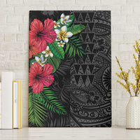 Hawaiian Tropical Plants Canvas Wall Art Kakau Tattoo and Polynesian Pattern Half Black Color LT03 Without Frame Black - Polynesian Pride