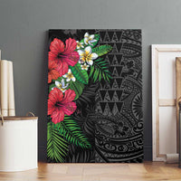 Hawaiian Tropical Plants Canvas Wall Art Kakau Tattoo and Polynesian Pattern Half Black Color LT03 - Polynesian Pride