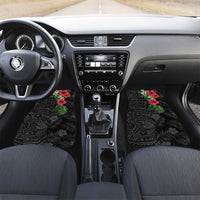 Hawaiian Tropical Plants Car Mats Kakau Tattoo and Polynesian Pattern Half Black Color LT03 Set 2pcs - Front Black - Polynesian Pride
