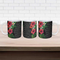Hawaiian Tropical Plants Ceramic Mug Kakau Tattoo and Polynesian Pattern Half Black Color LT03 - Polynesian Pride
