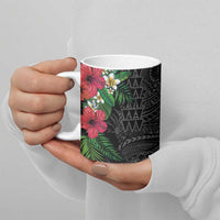 Hawaiian Tropical Plants Ceramic Mug Kakau Tattoo and Polynesian Pattern Half Black Color LT03 - Polynesian Pride