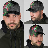 Hawaiian Tropical Plants Classic Cap Kakau Tattoo and Polynesian Pattern Half Black Color LT03 - Polynesian Pride