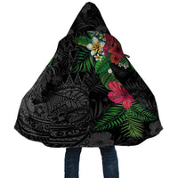 Hawaiian Tropical Plants Cloak Kakau Tattoo and Polynesian Pattern Half Black Color LT03 Unisex Black - Polynesian Pride