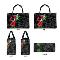 Hawaiian Tropical Plants Leather Bag Kakau Tattoo and Polynesian Pattern Half Black Color LT03 - Polynesian Pride