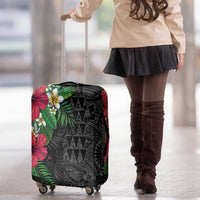 Hawaiian Tropical Plants Luggage Cover Kakau Tattoo and Polynesian Pattern Half Black Color LT03 - Polynesian Pride