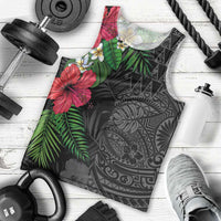 Hawaiian Tropical Plants Men Tank Top Kakau Tattoo and Polynesian Pattern Half Black Color LT03 - Polynesian Pride
